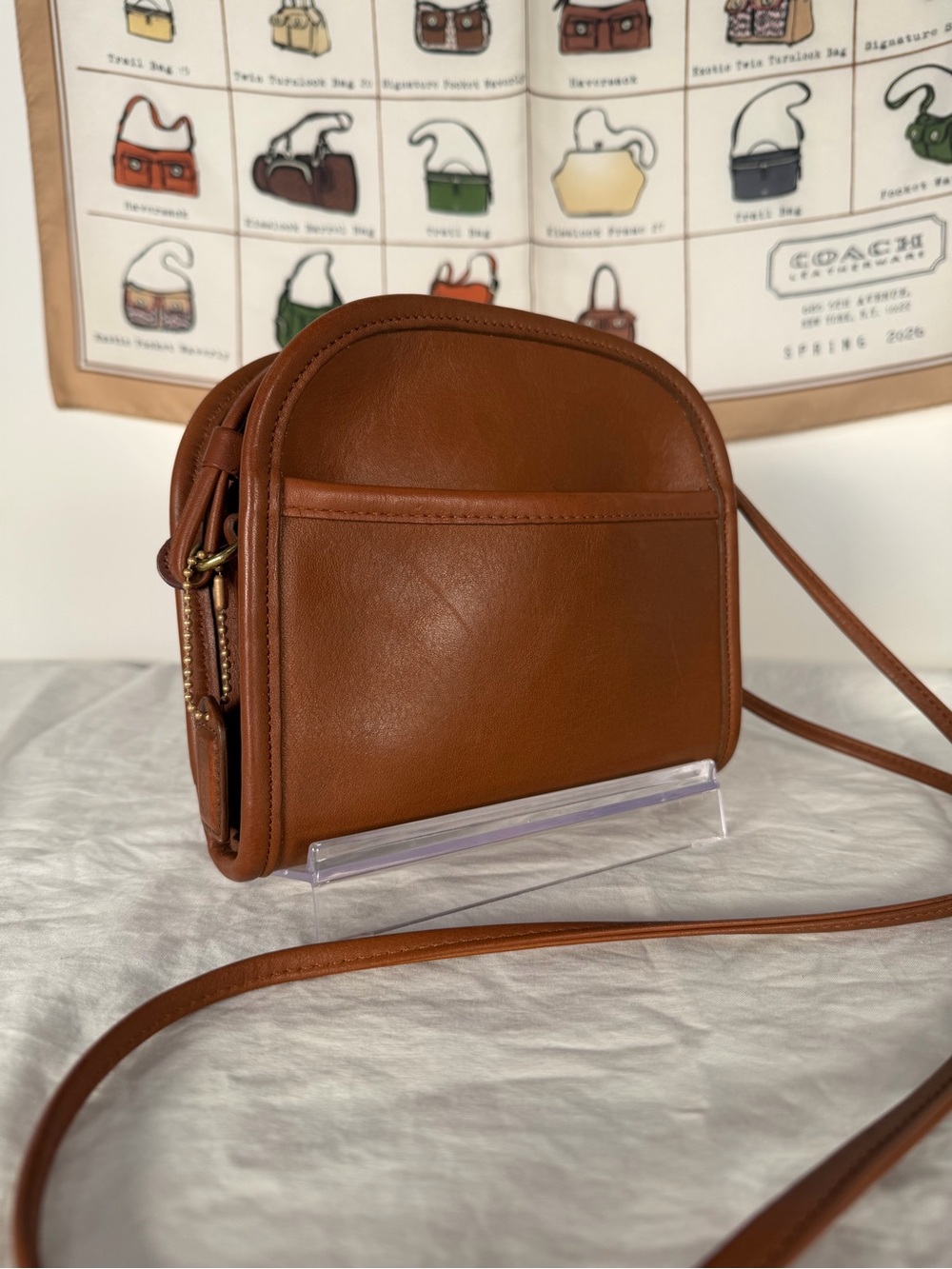Vintage Coach Abbie Zip Crossbody Bag British Tan Leather 9017 USA Made 1997